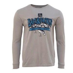 Fintech Bait & Tackle T-Shirt Cotton Long Sleeve Graphic Fishing Gray La…
